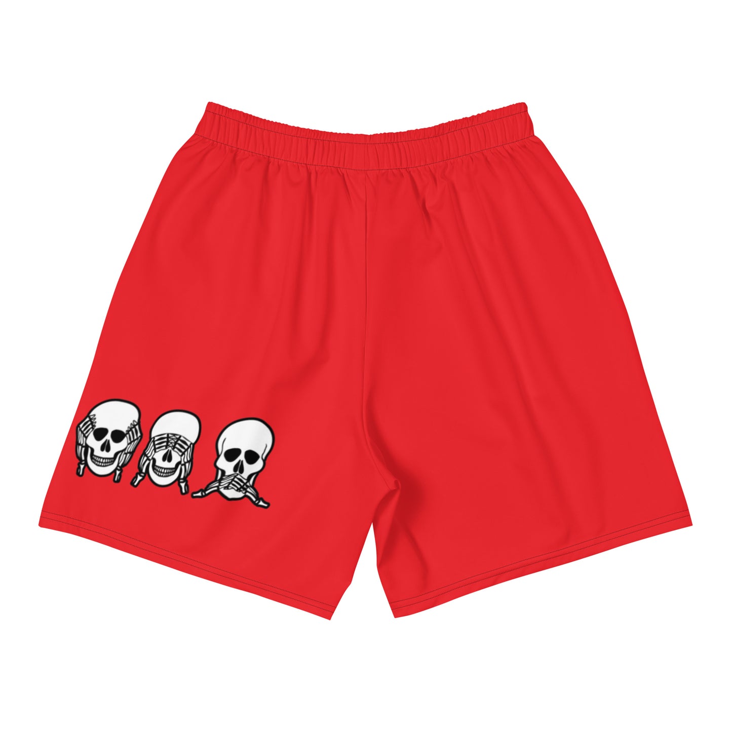 UNLIMITED Skeleton hands NO EVIL red Men's Recycled Athletic Shorts