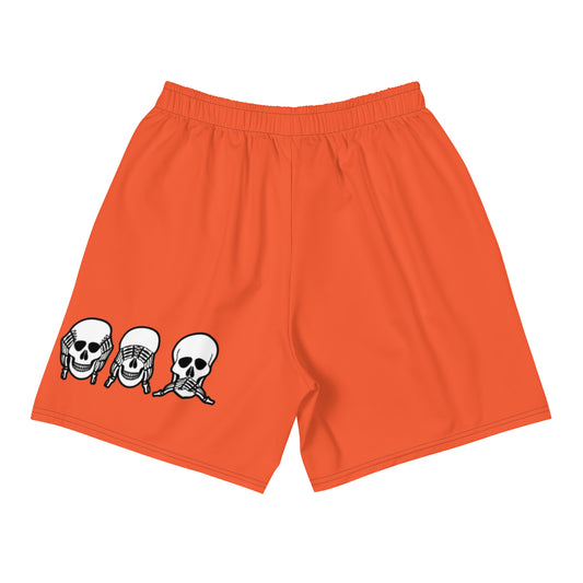 Unlimited Skeleton hands no evil orange Men's Recycled Athletic Shorts