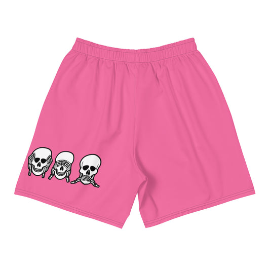 Unlimited Skeleton hands no evil pink Men's Recycled Athletic Shorts