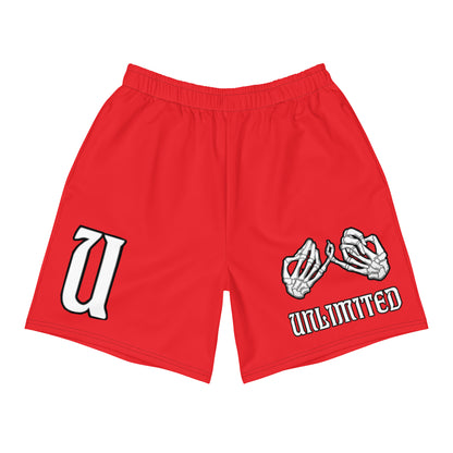 UNLIMITED Skeleton hands NO EVIL red Men's Recycled Athletic Shorts