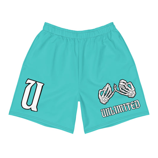 UNLIMITED SKELETON HANDS NO EVIL turquoise Men's Recycled Athletic Shorts