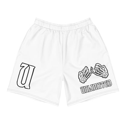 Unlimited Skeleton hands no evil white Men's Recycled Athletic Shorts