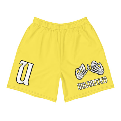 Unlimited Skeleton hands no evil yellow Men's Recycled Athletic Shorts