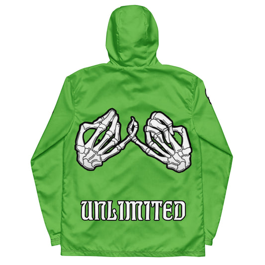 UNLIMITED Skeleton hands no evil green Men’s windbreaker