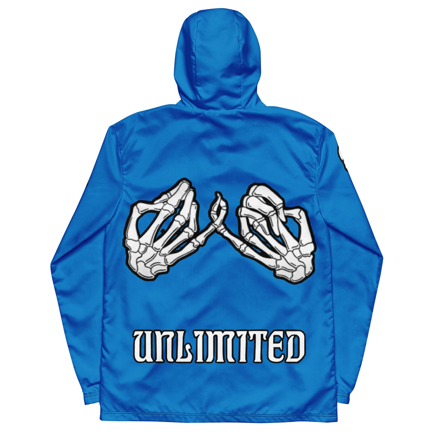 Unlimited skeleton hands no evil blue Men’s windbreaker