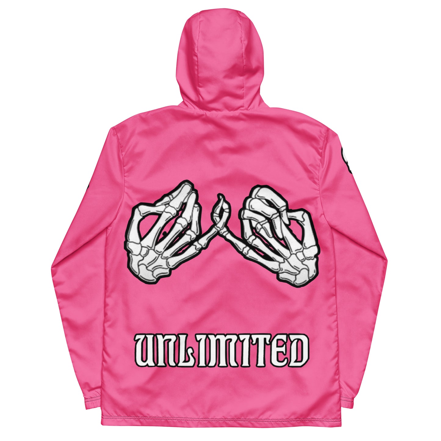 Unlimited Skeleton hands no evil pink Men’s windbreaker