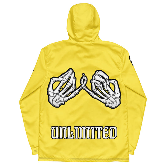 Unlimited Skeleton hands no evil yellow Men’s windbreaker