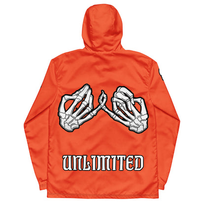 Unlimited Skeleton hands no evil orange Men’s windbreaker