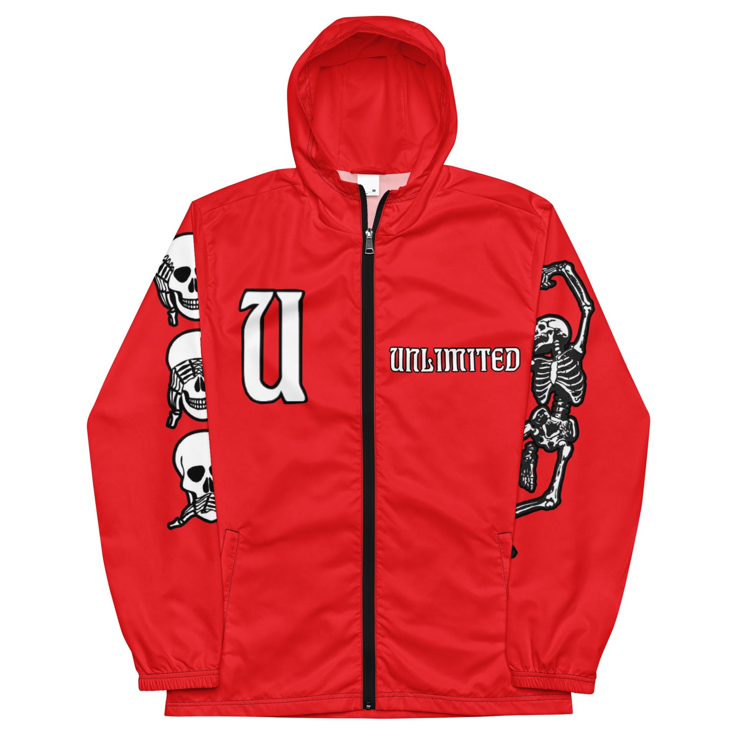 UNLIMITED Skeleton hands NO EVIL red Men’s windbreaker