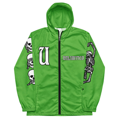 UNLIMITED Skeleton hands no evil green Men’s windbreaker