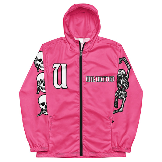 Unlimited Skeleton hands no evil pink Men’s windbreaker