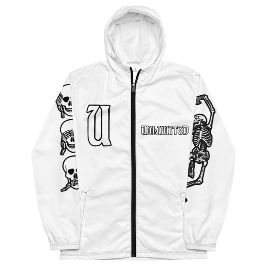 Unlimited Skeleton hands no evil white Men’s windbreaker