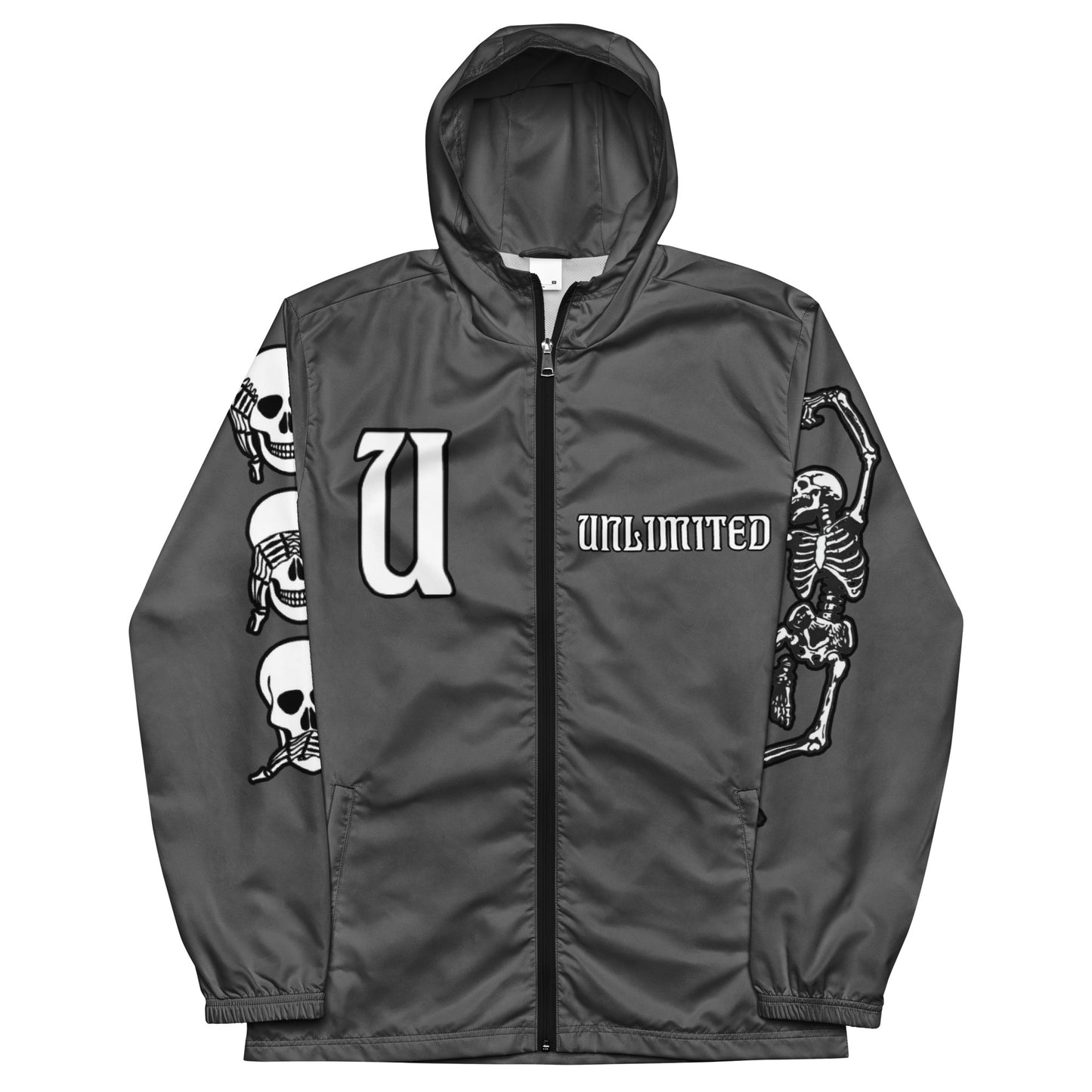 Unlimited Skeleton hands no evil grey Men’s windbreaker