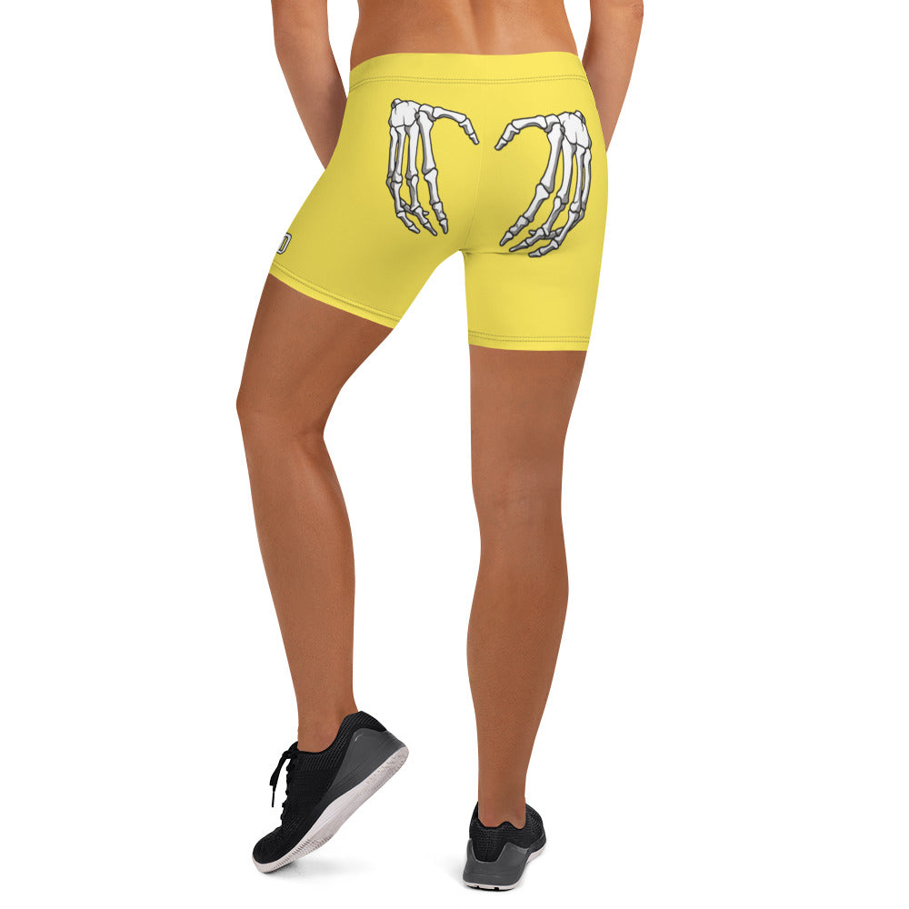 UNLIMITED Skeleton hands yellow biker Shorts