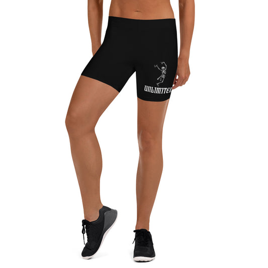 UNLIMITED SKELETON hands black biker Shorts