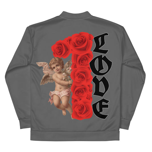 One Love Cupid Grey Unisex Bomber Jacket