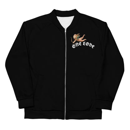 One Love Cupid black Unisex Bomber Jacket