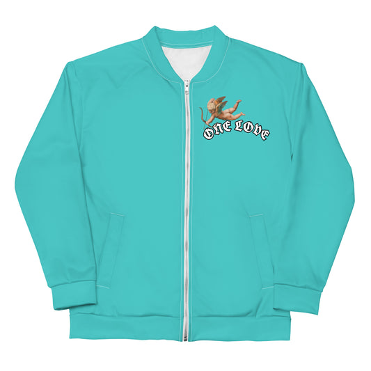 One Love Cupid turquoise Unisex Bomber Jacket