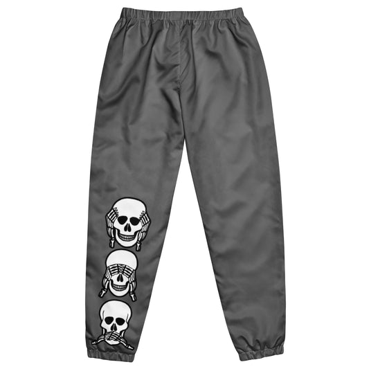 Unlimited Skeleton hands no evil Mens grey Unisex track pants