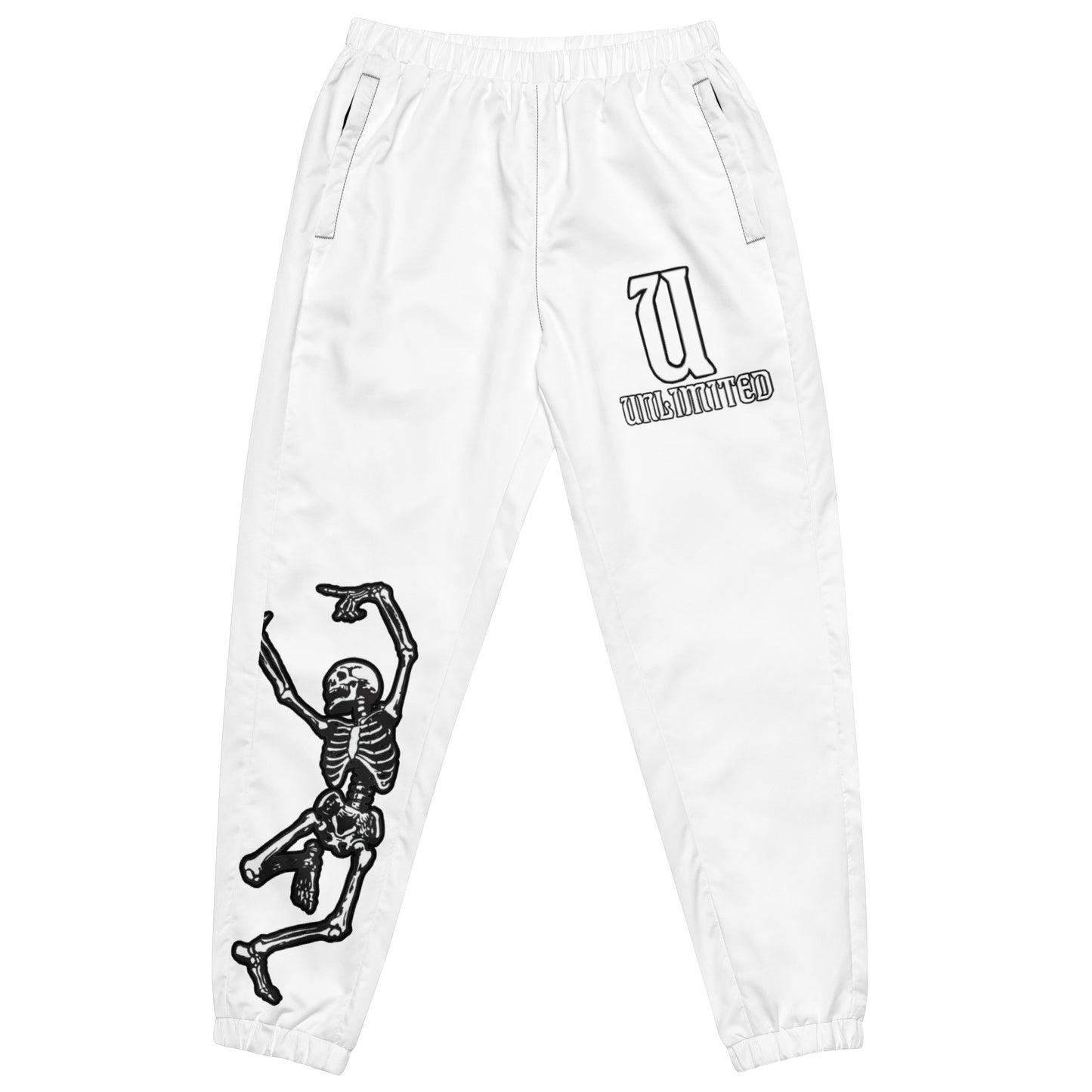 Unlimited Skeleton hands no evil Mens white Unisex track pants