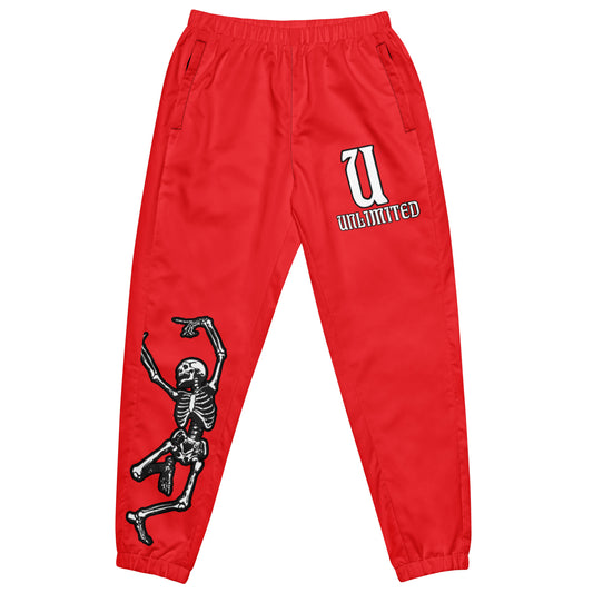 Unlimited Skeleton hands no evil Mens red Unisex track pants