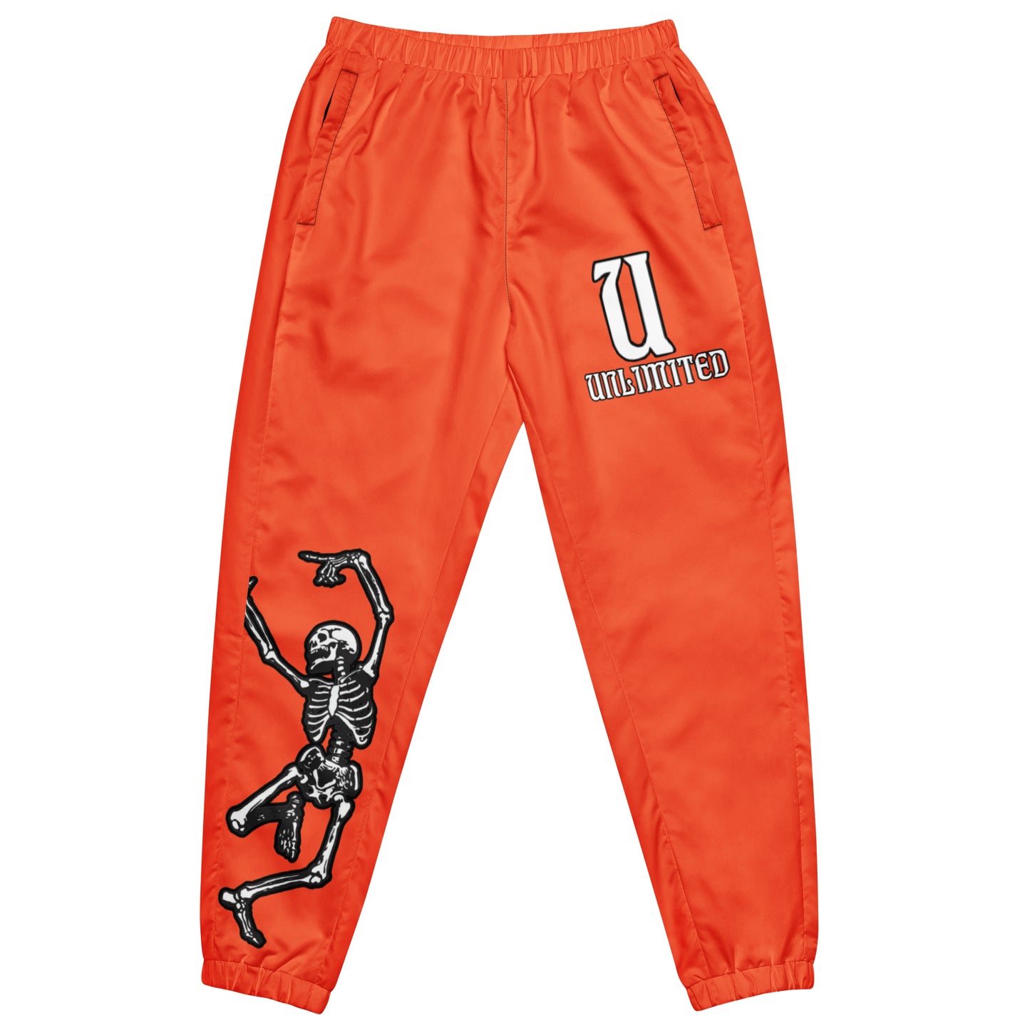 Unlimited Skeleton hands no evil Mens orange Unisex track pants