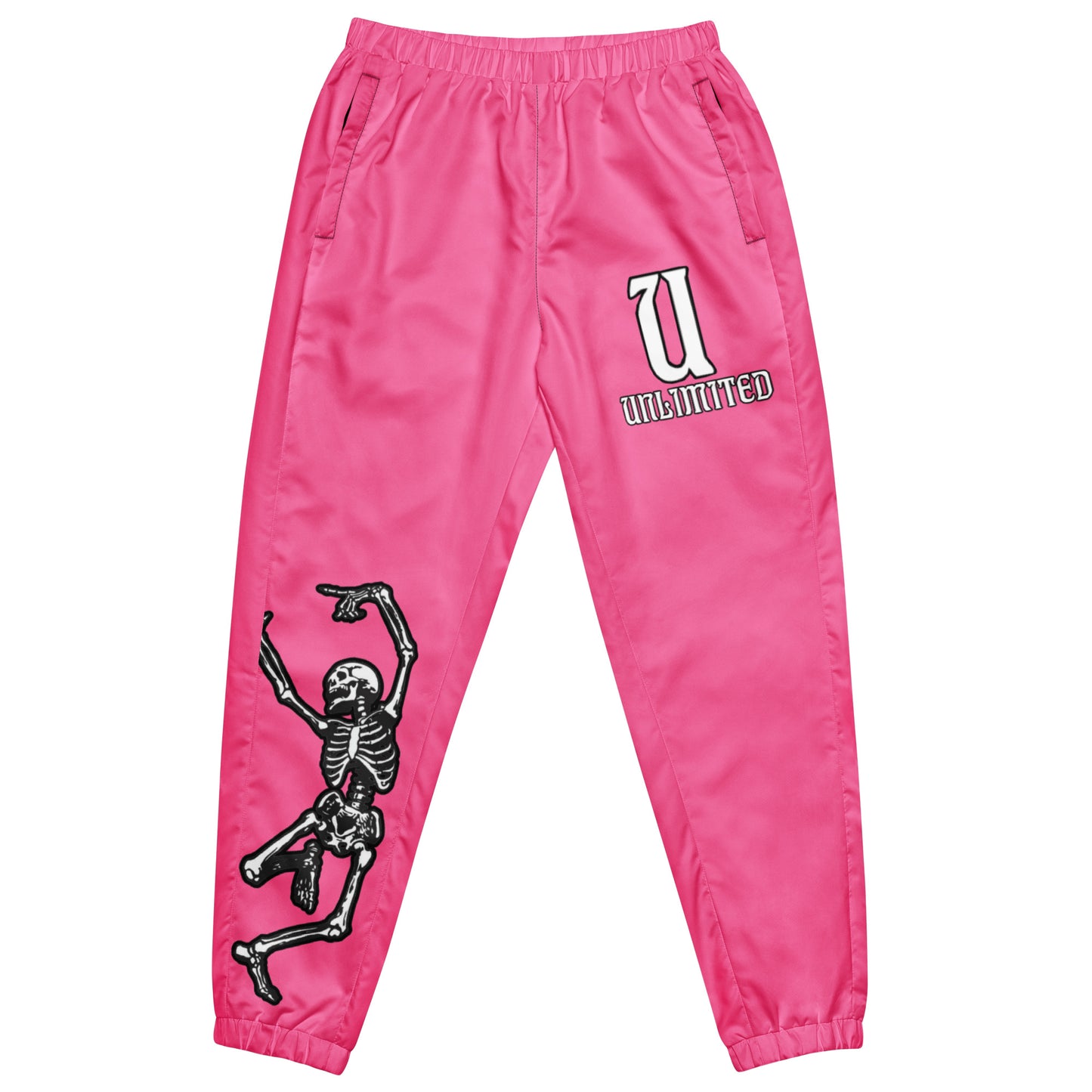 Unlimited Skeleton hands no evil Mens pink Unisex track pants