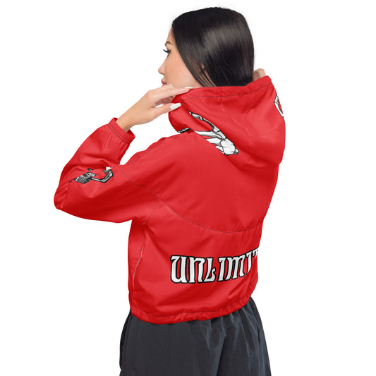 UNLIMITED skeleton hands red Women’s cropped windbreaker