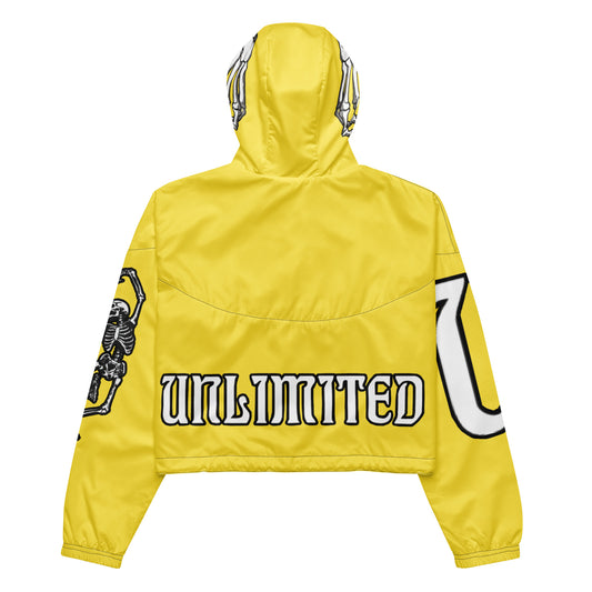 UNLIMITED skeleton hands yellow Women’s cropped windbreaker