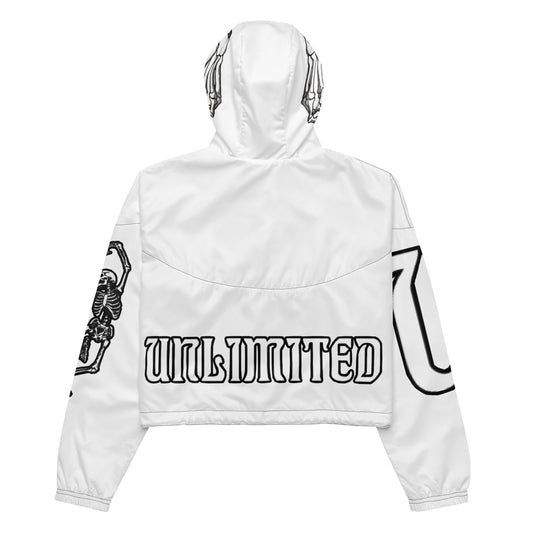 Unlimited Skeleton hands white Women’s cropped windbreaker