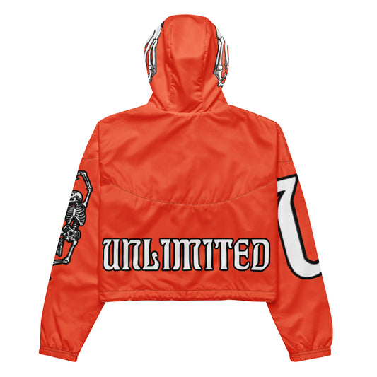 Unlimited Skeleton hands orange Women’s cropped windbreaker