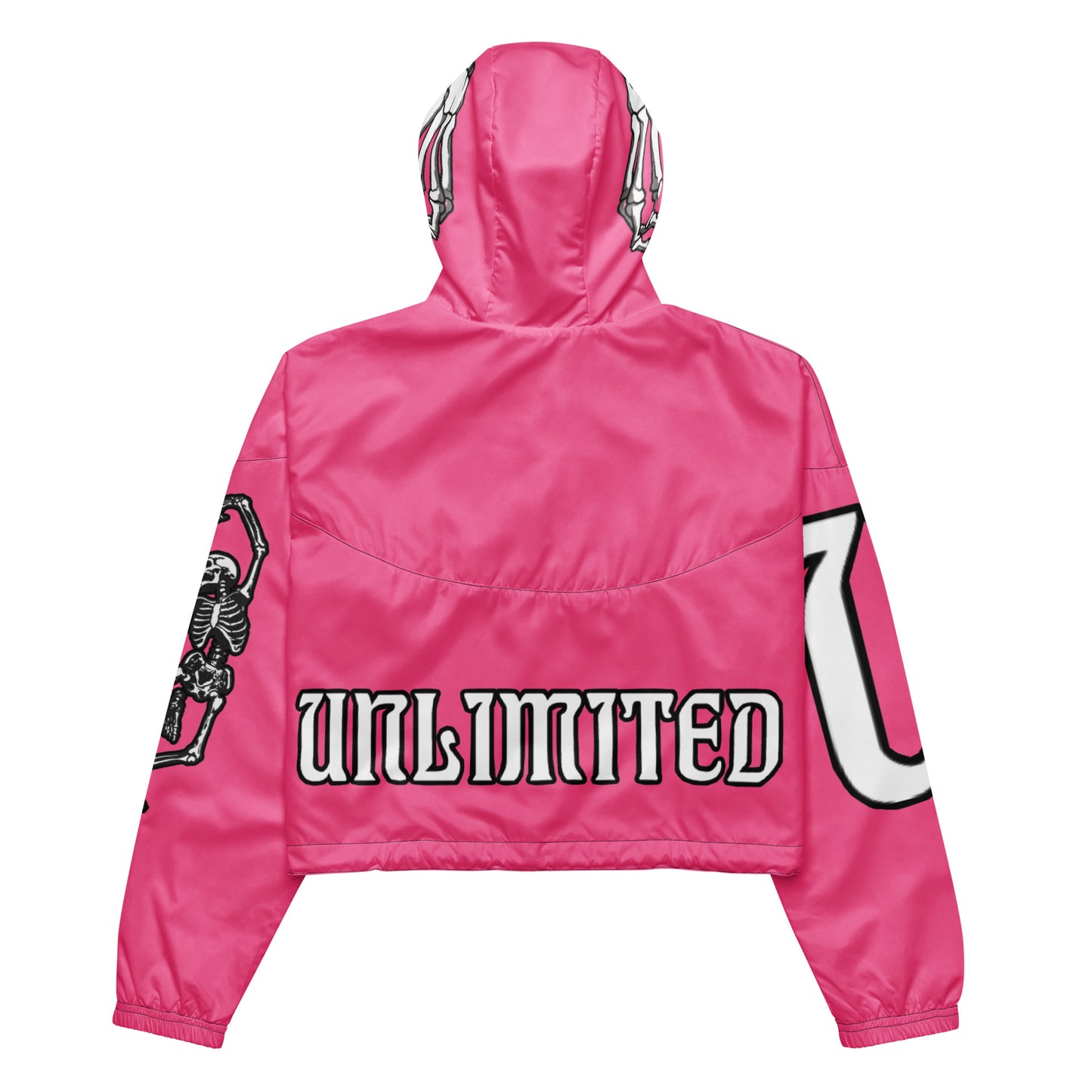 Unlimited skeleton hands pink Women’s cropped windbreaker