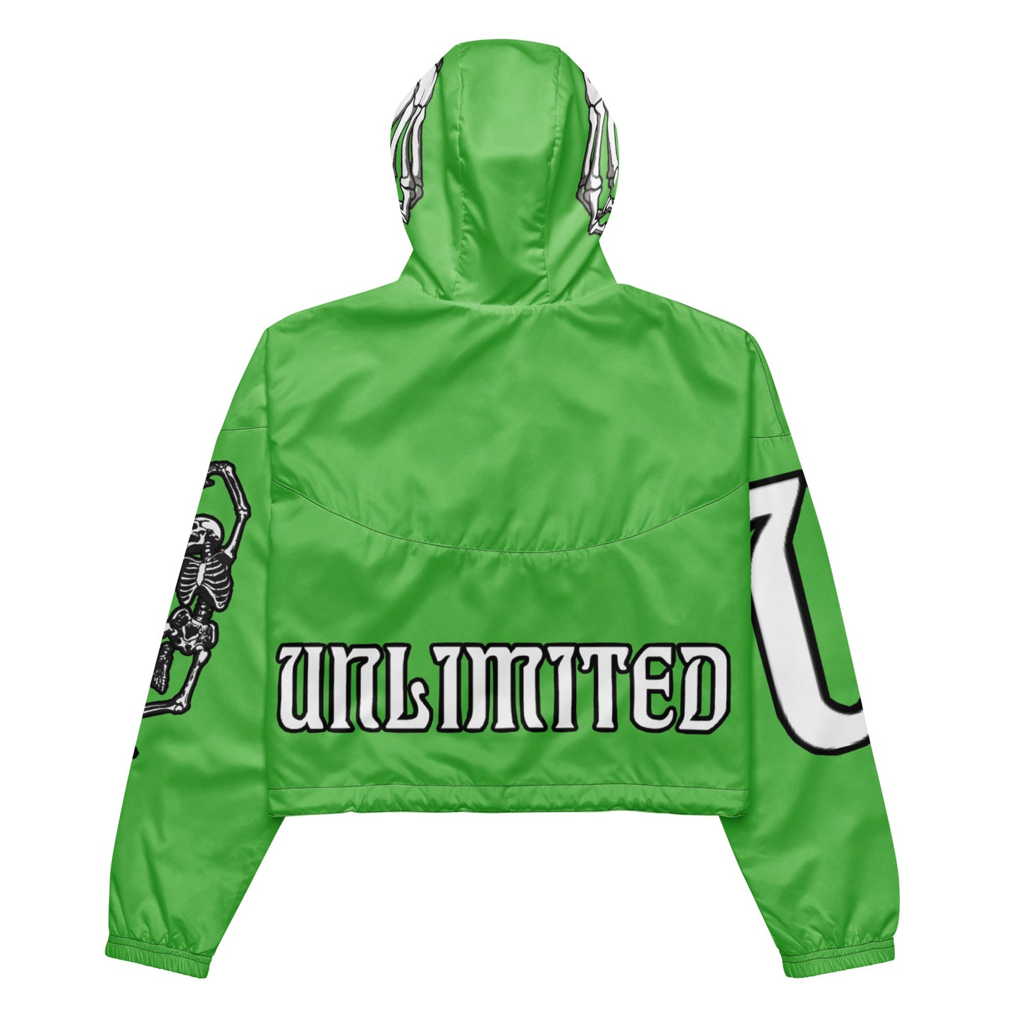 Unlimited skeleton hands green Women’s cropped windbreaker