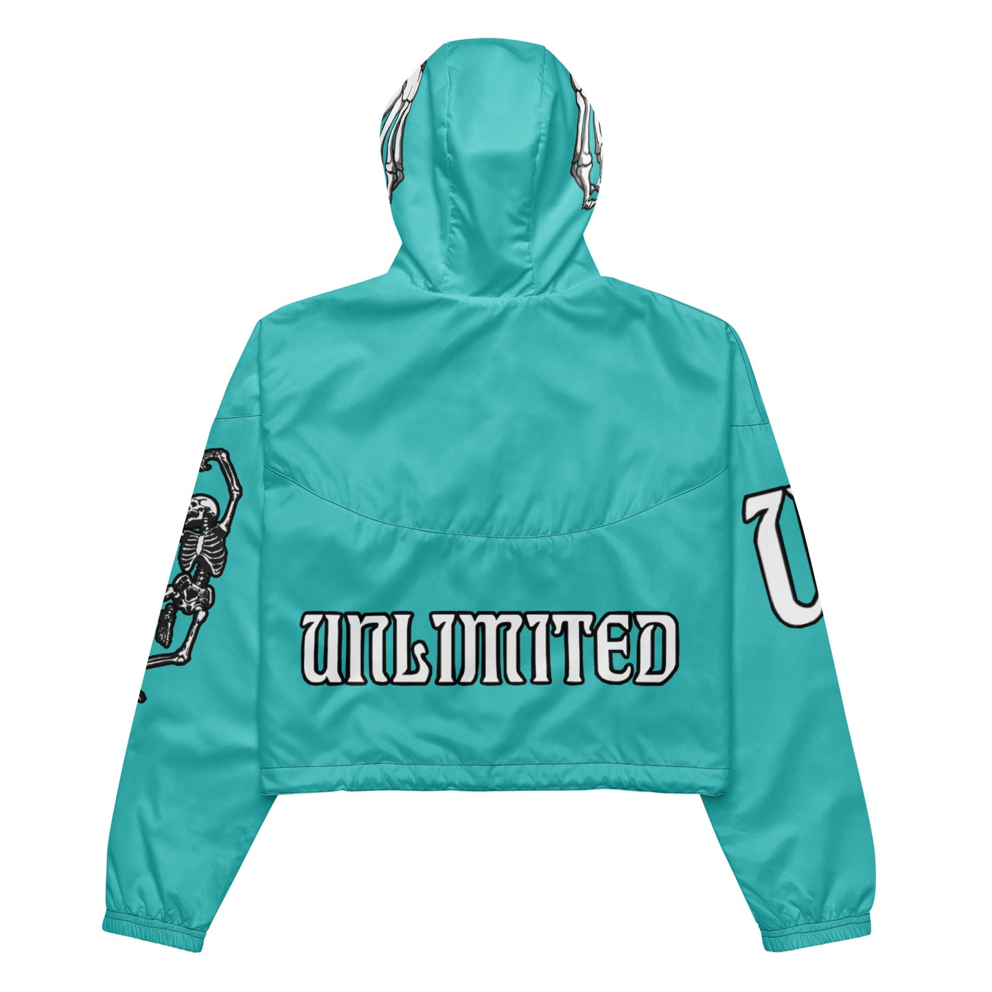 Unlimited Skeleton hands turquoise Women’s cropped windbreaker