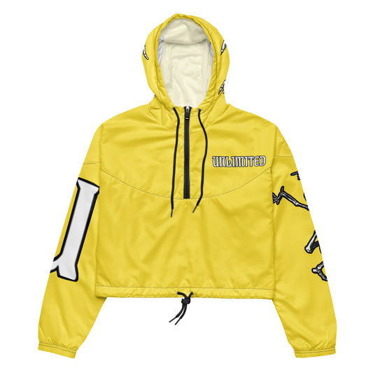 UNLIMITED skeleton hands yellow Women’s cropped windbreaker