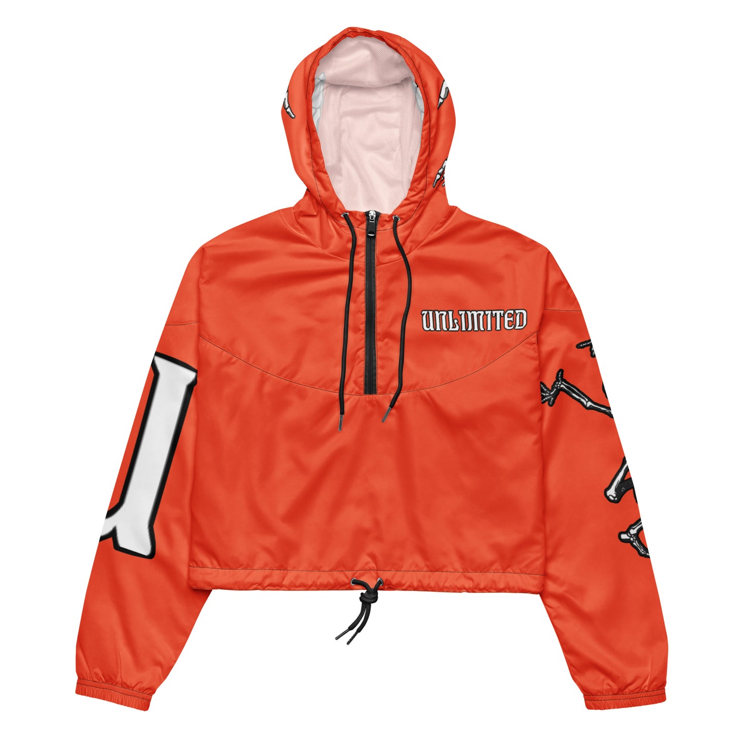 Unlimited Skeleton hands orange Women’s cropped windbreaker