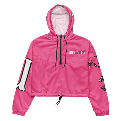 Unlimited skeleton hands pink Women’s cropped windbreaker