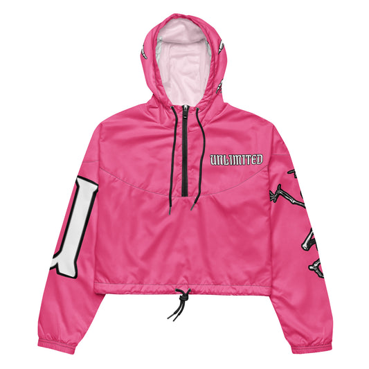 Unlimited skeleton hands pink Women’s cropped windbreaker