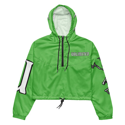 Unlimited skeleton hands green Women’s cropped windbreaker