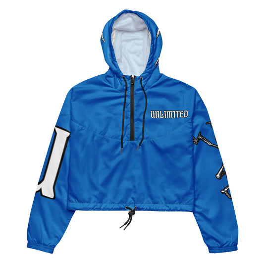 Unlimited Skeleton hands blue Women’s cropped windbreaker