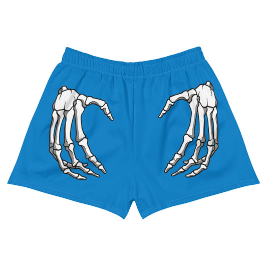 Unlimited Skeleton hands blue Women’s Recycled Athletic Shorts