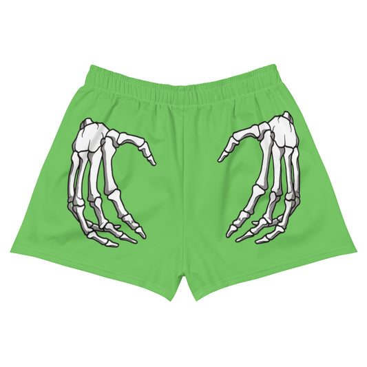 Unlimited Skeleton hands green Women’s Recycled Athletic Shorts