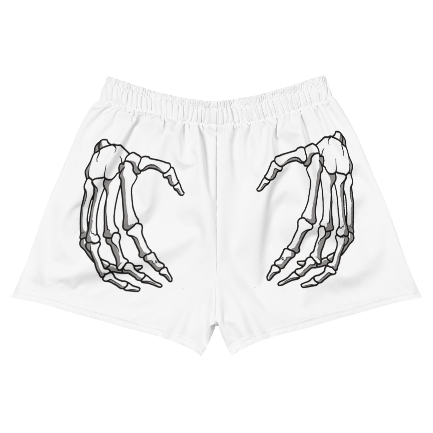 Unlimited Skeleton hands white Women’s Recycled Athletic Shorts