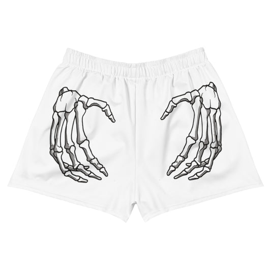 Unlimited Skeleton hands white Women’s Recycled Athletic Shorts