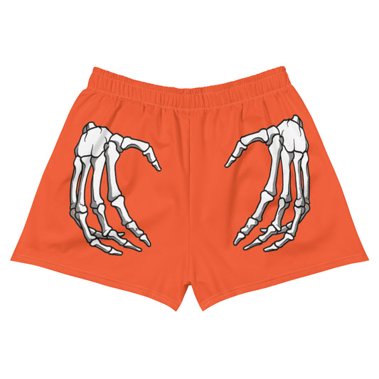 Unlimited Skeleton hands orange Women’s Recycled Athletic Shorts