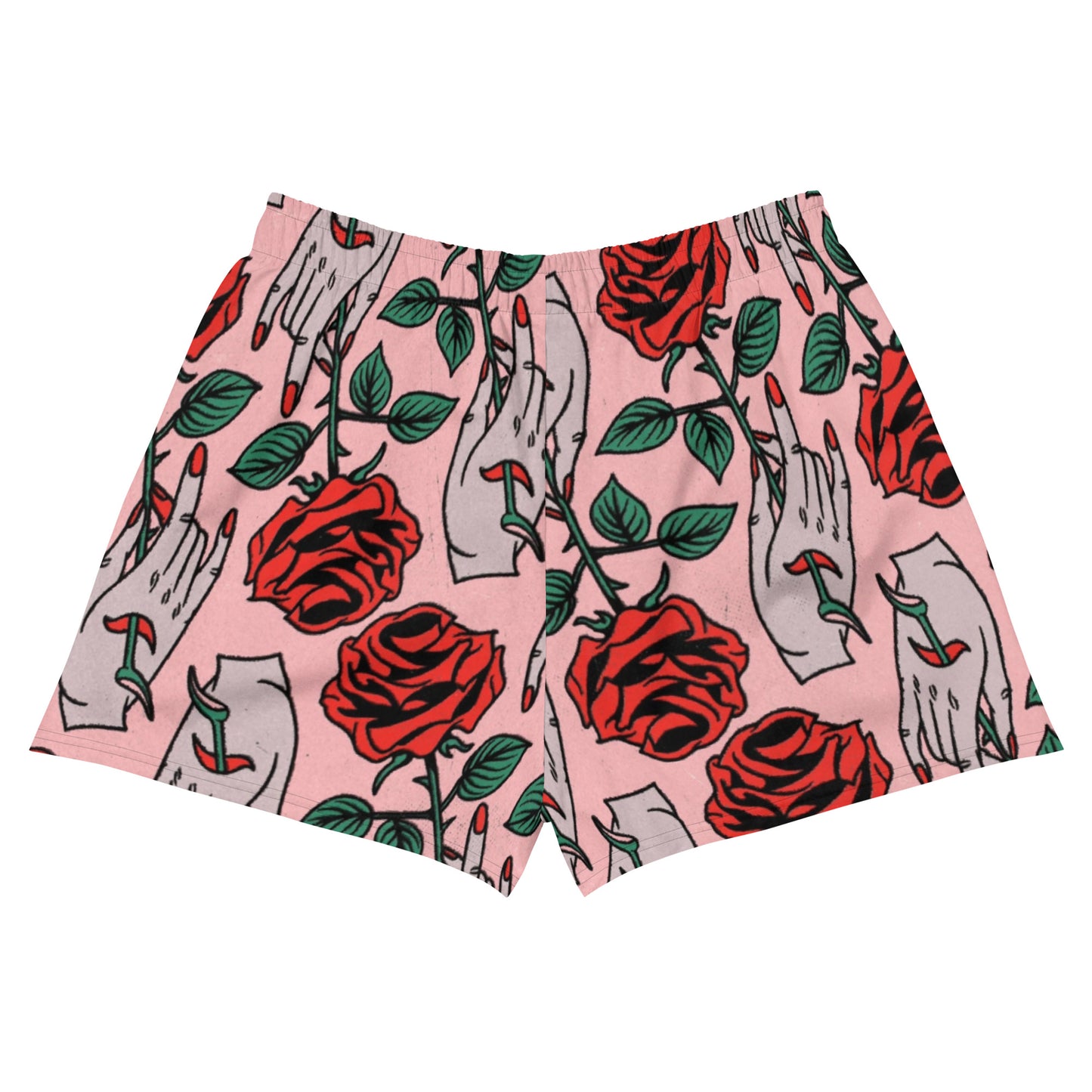 ONE LOVE rose and hand Women’s Recycled Athletic Shorts