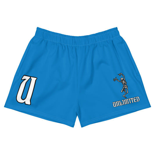 Unlimited Skeleton hands blue Women’s Recycled Athletic Shorts