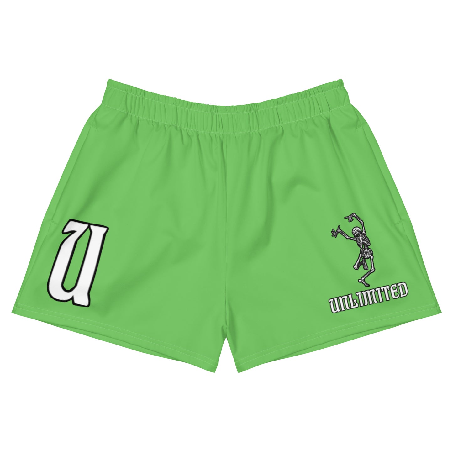 Unlimited Skeleton hands green Women’s Recycled Athletic Shorts