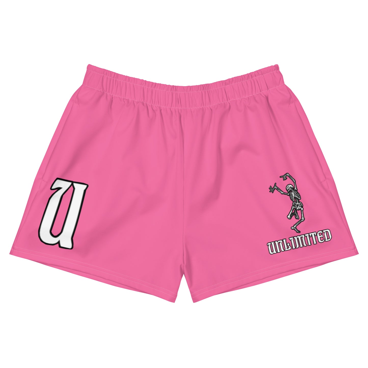 Unlimited Skeleton hands pink Women’s Recycled Athletic Shorts