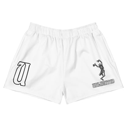 Unlimited Skeleton hands white Women’s Recycled Athletic Shorts